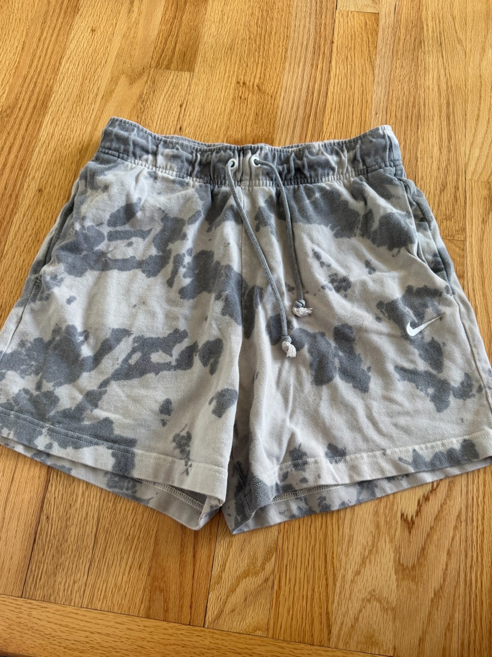 Nike Gray & White Tie Dye Cloud Wash Fleece Lounge Shorts